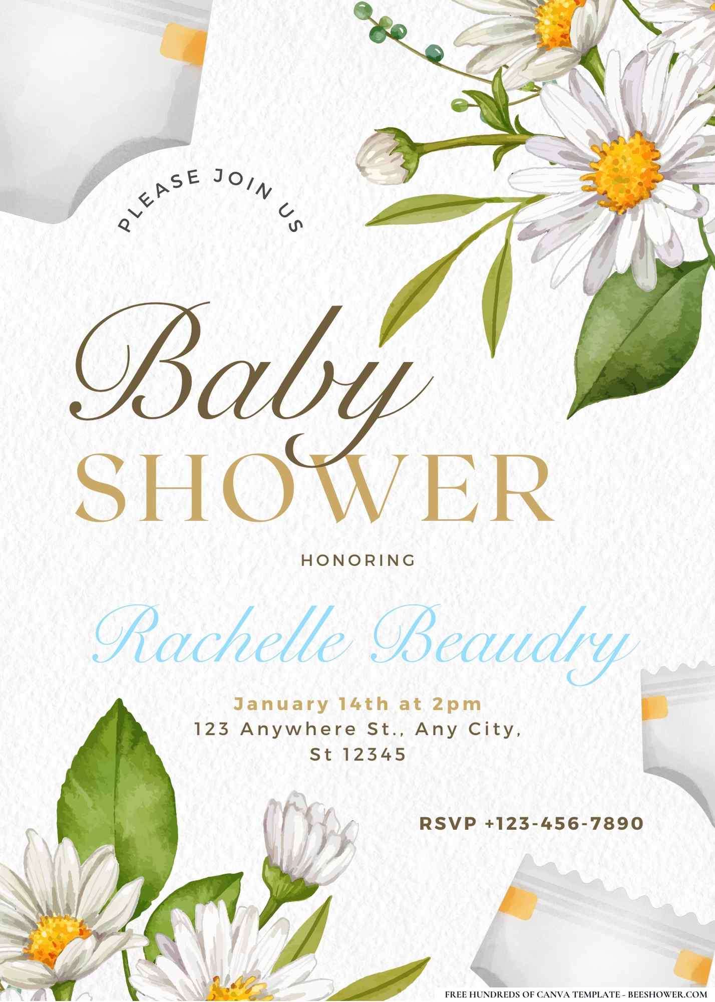 Daisy Dreams and Diapers Baby Shower Invitation