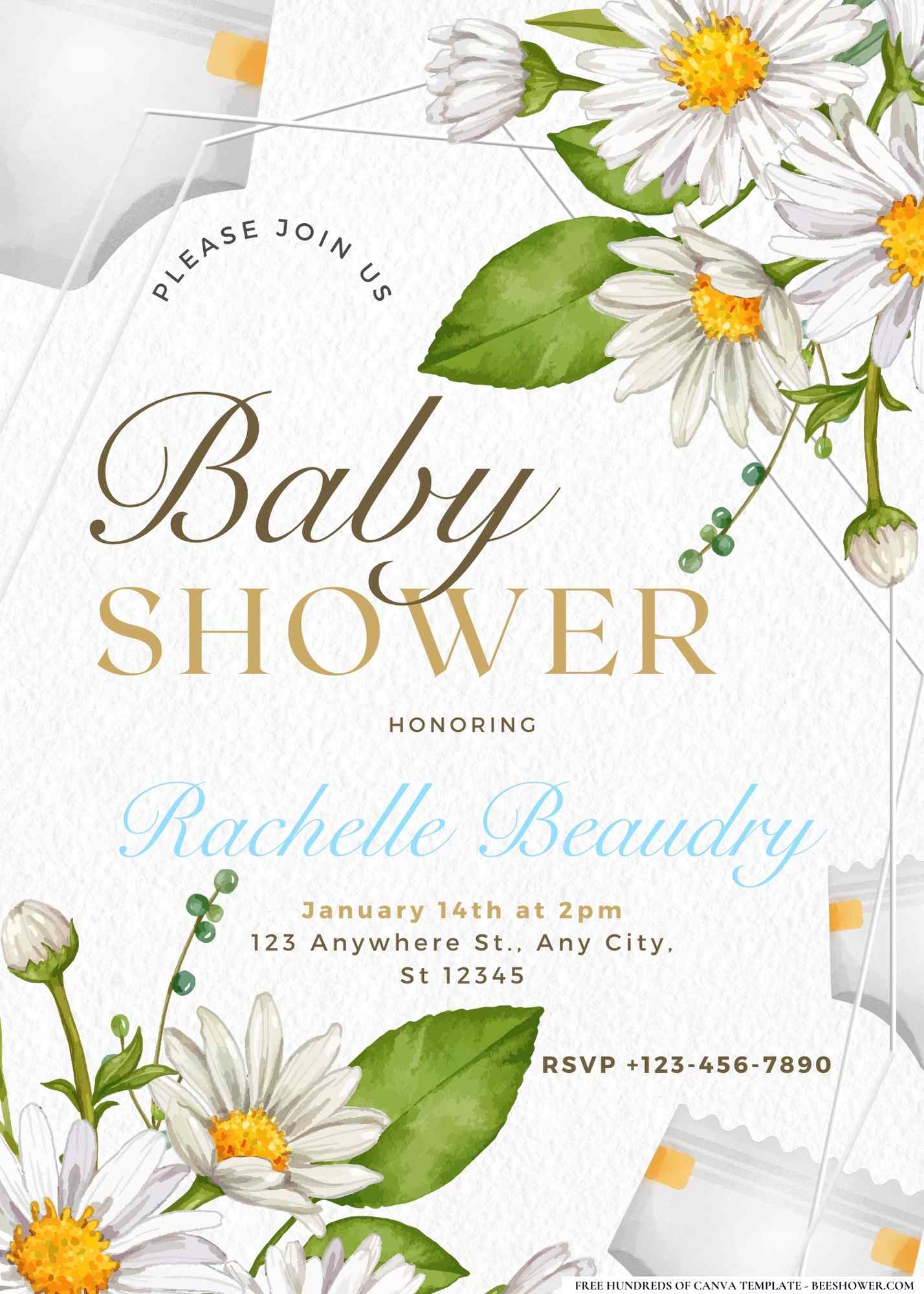 Daisy Dreams and Diapers Baby Shower Invitation