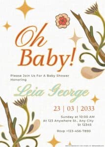 Floral Fairytale Fantasia Baby Shower Invitation