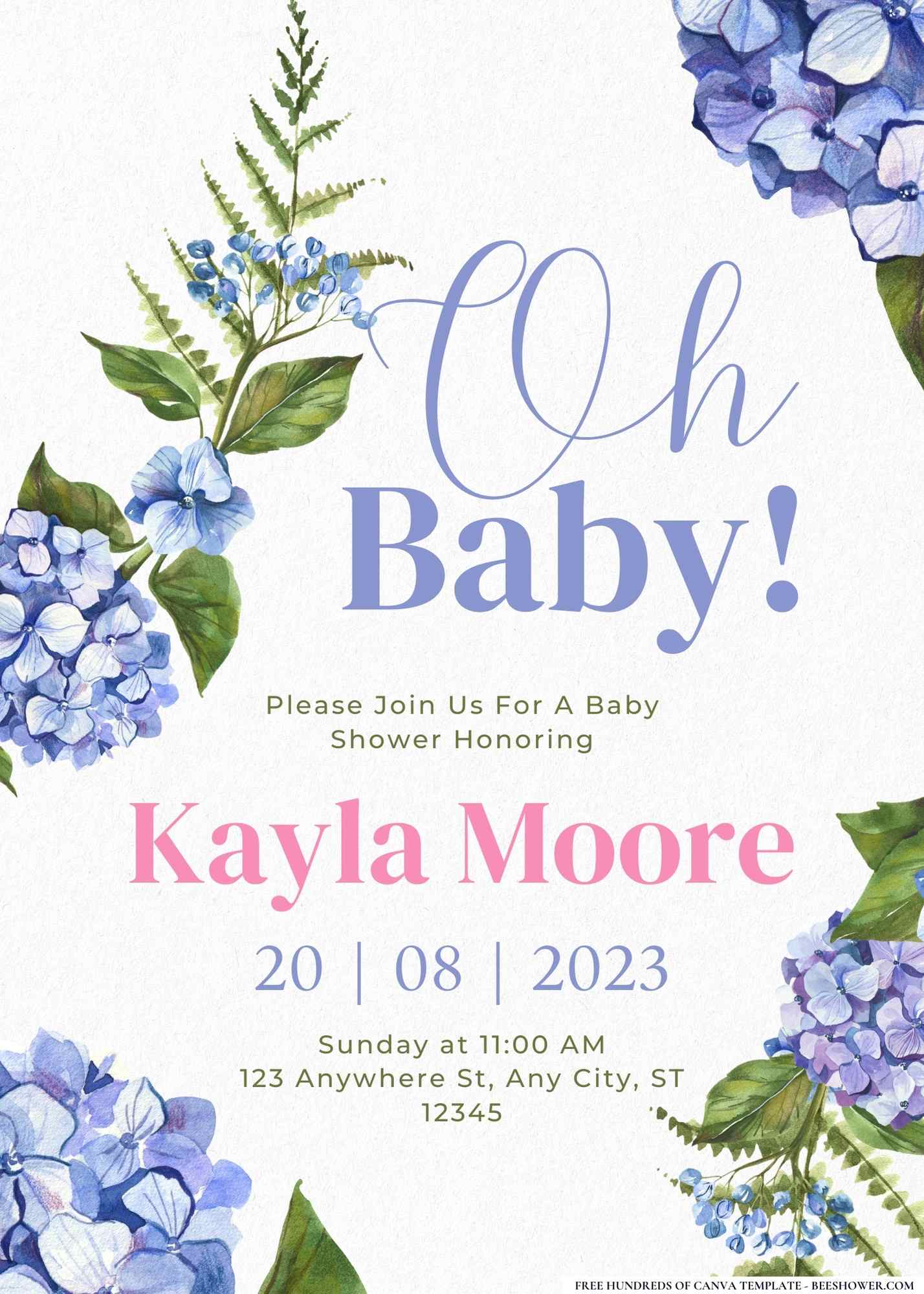 Hydrangea Happenings Baby Shower Invitation 