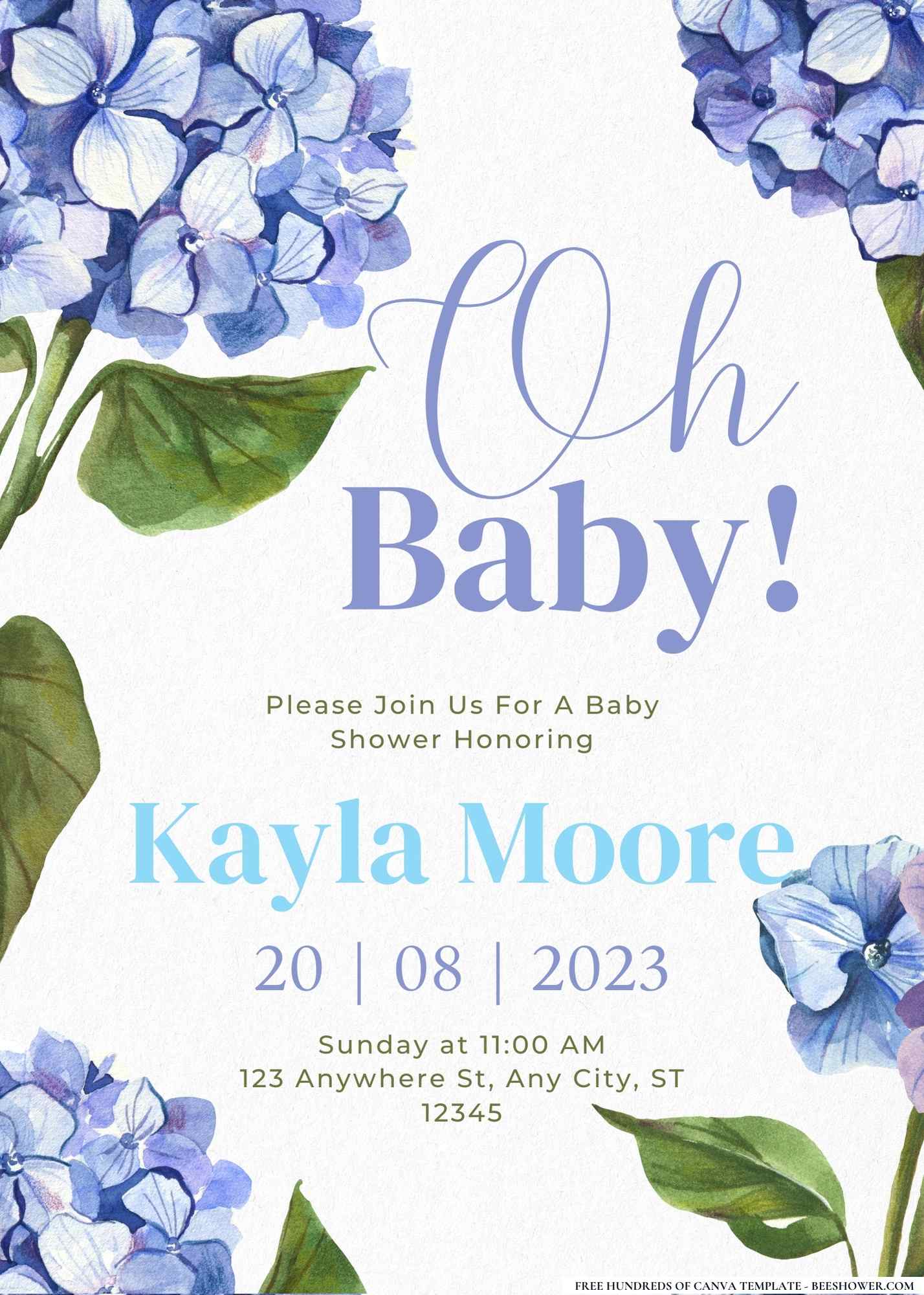 Hydrangea Happenings Baby Shower Invitation