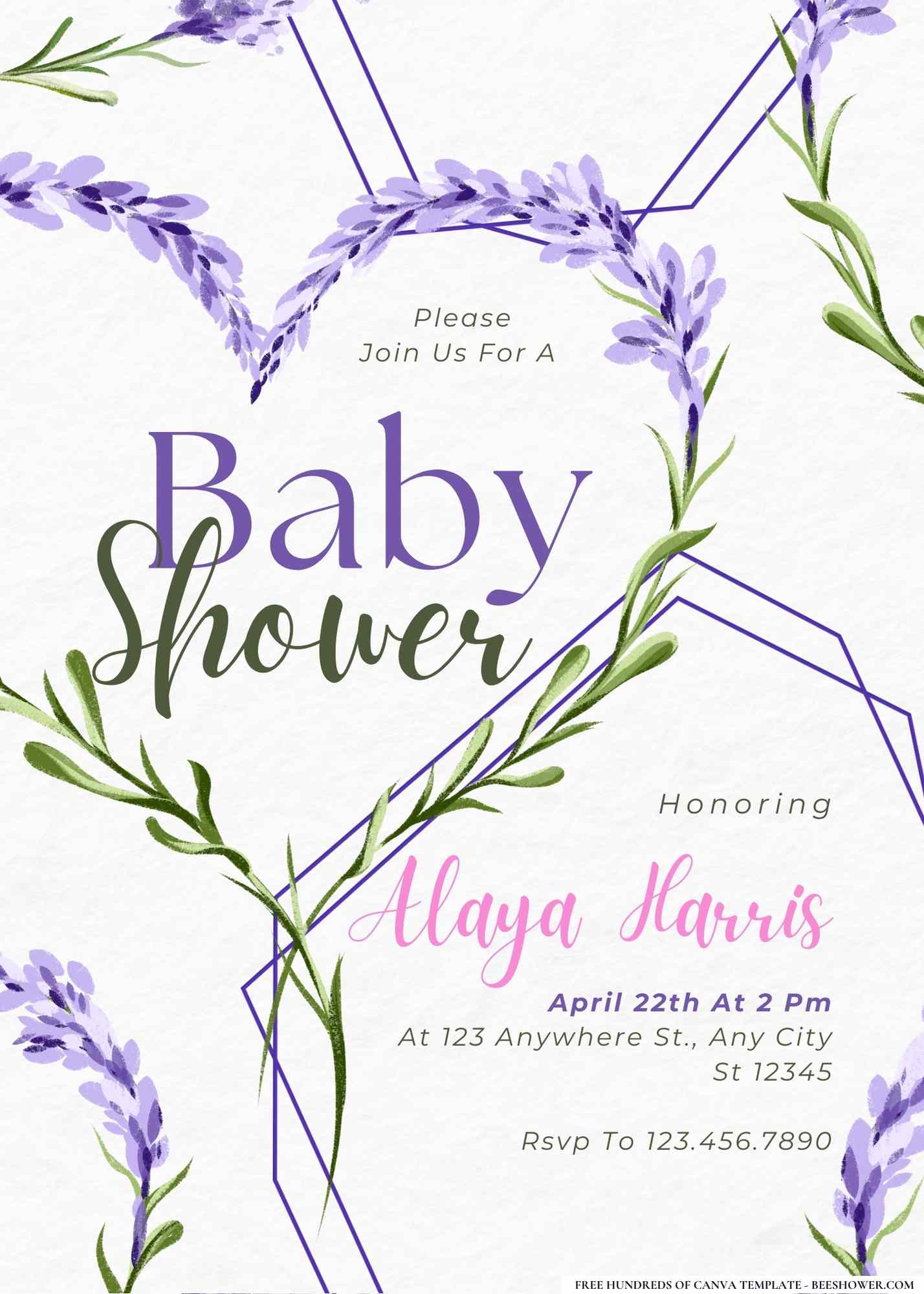  Lavender Love Baby Shower Invitation