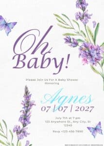 Lavender Love and Little Ones Baby Shower Invitation