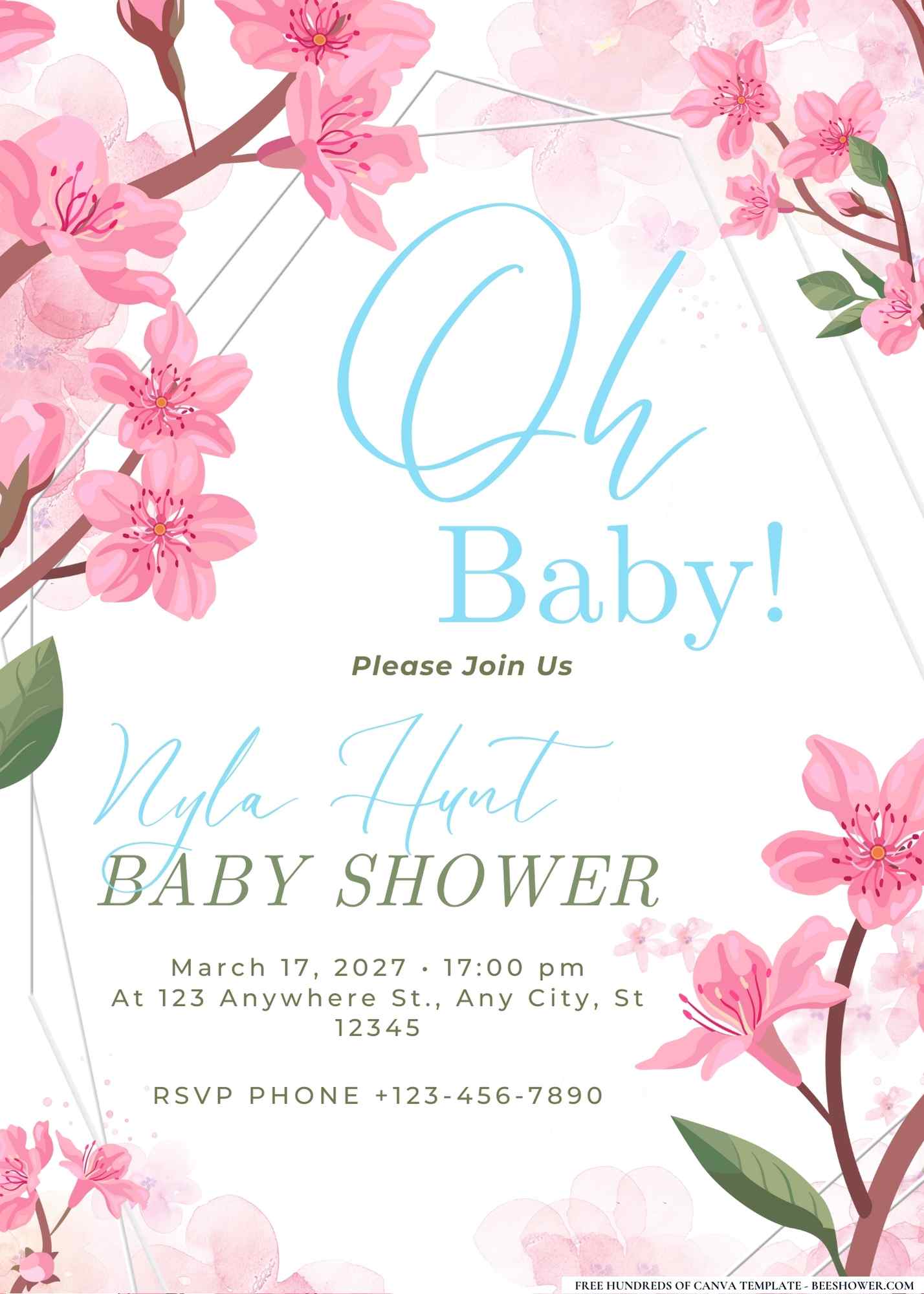 Peach Blossom Baby Shower Invitation