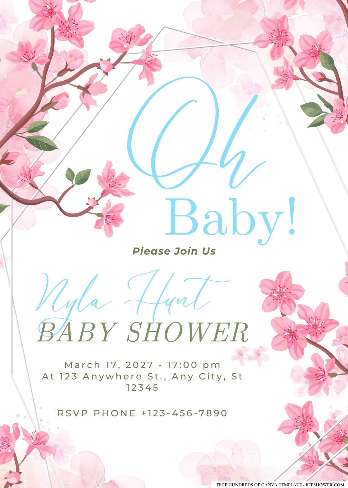 Peach Blossom Baby Shower Invitation
