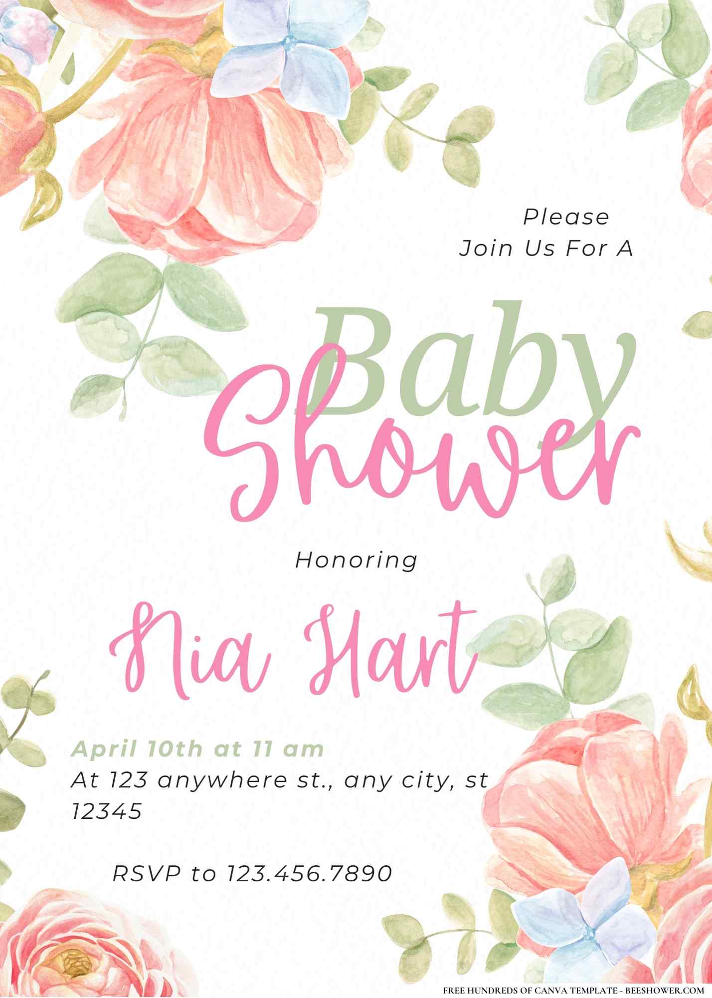 Peachy Keen Blossoms Baby Shower Invitation