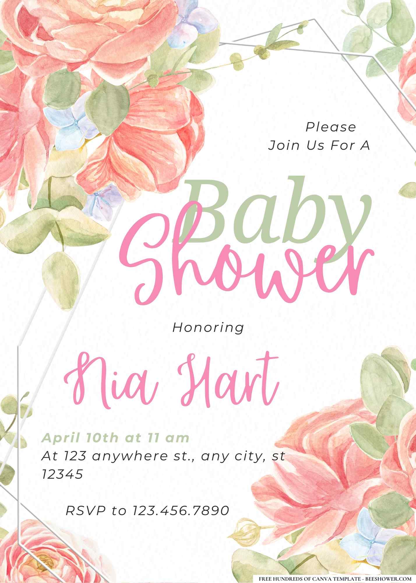 Peachy Keen Blossoms Baby Shower Invitation