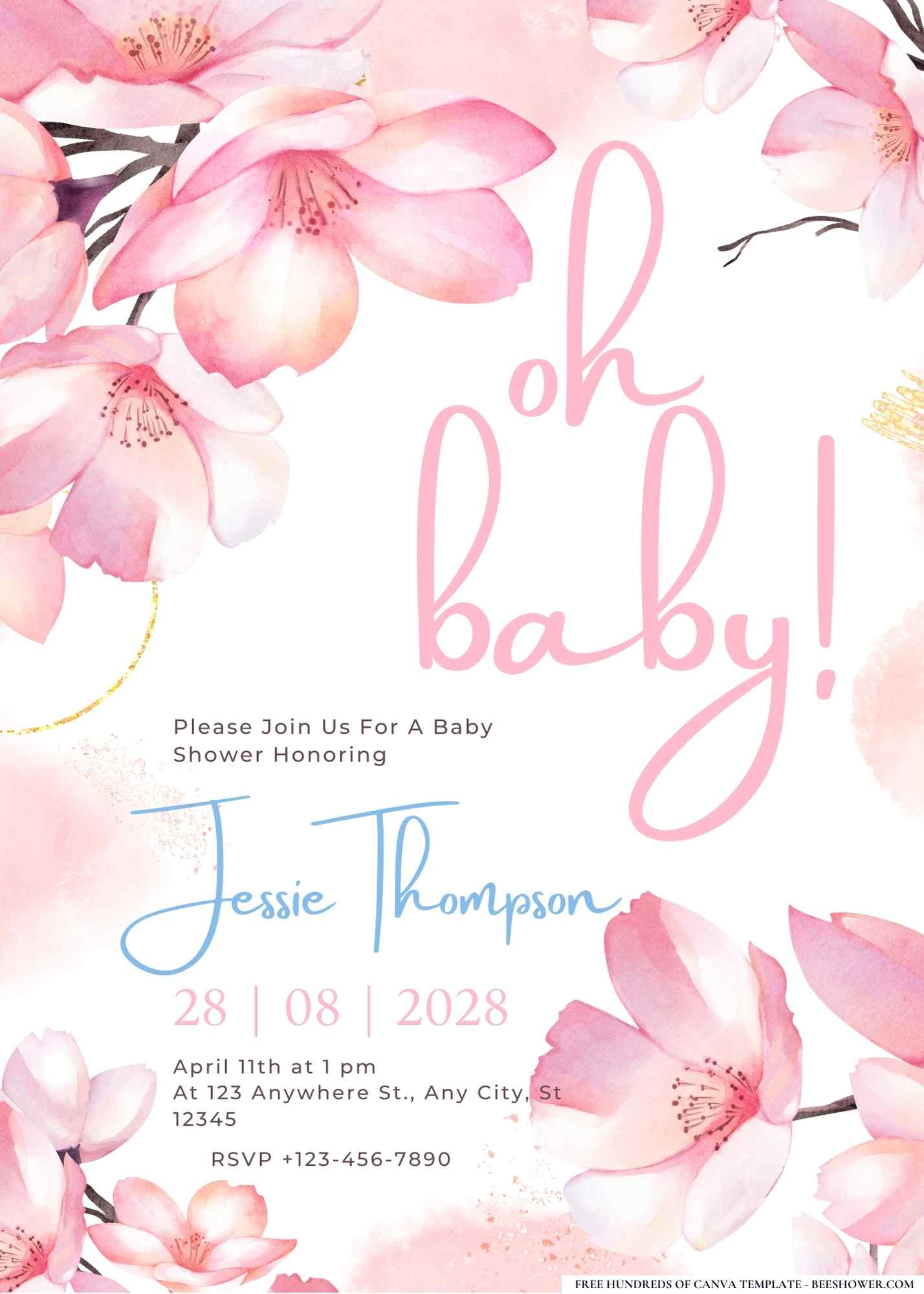 Pink Petal Party Baby Shower Invitation