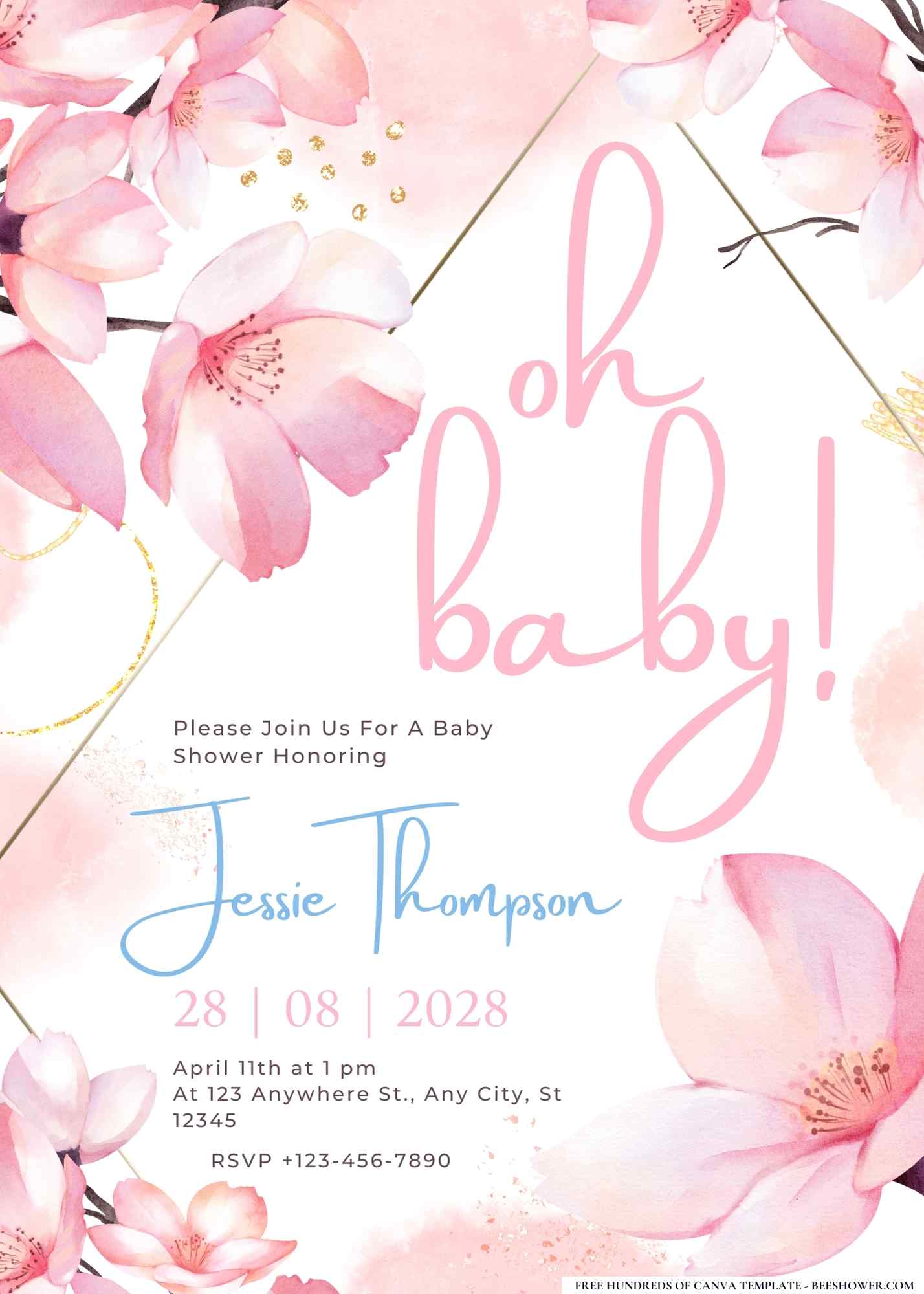Pink Petal Party Baby Shower Invitation