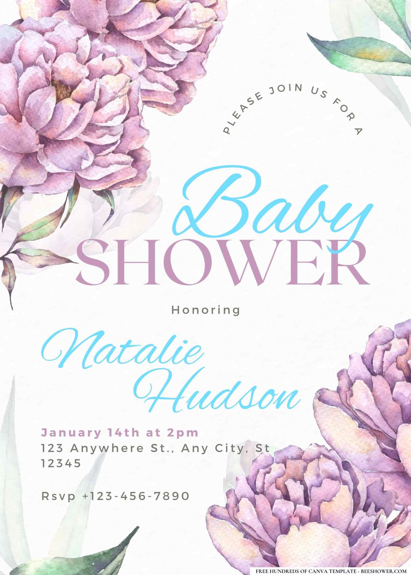 Precious Peonies Baby Shower Invitation