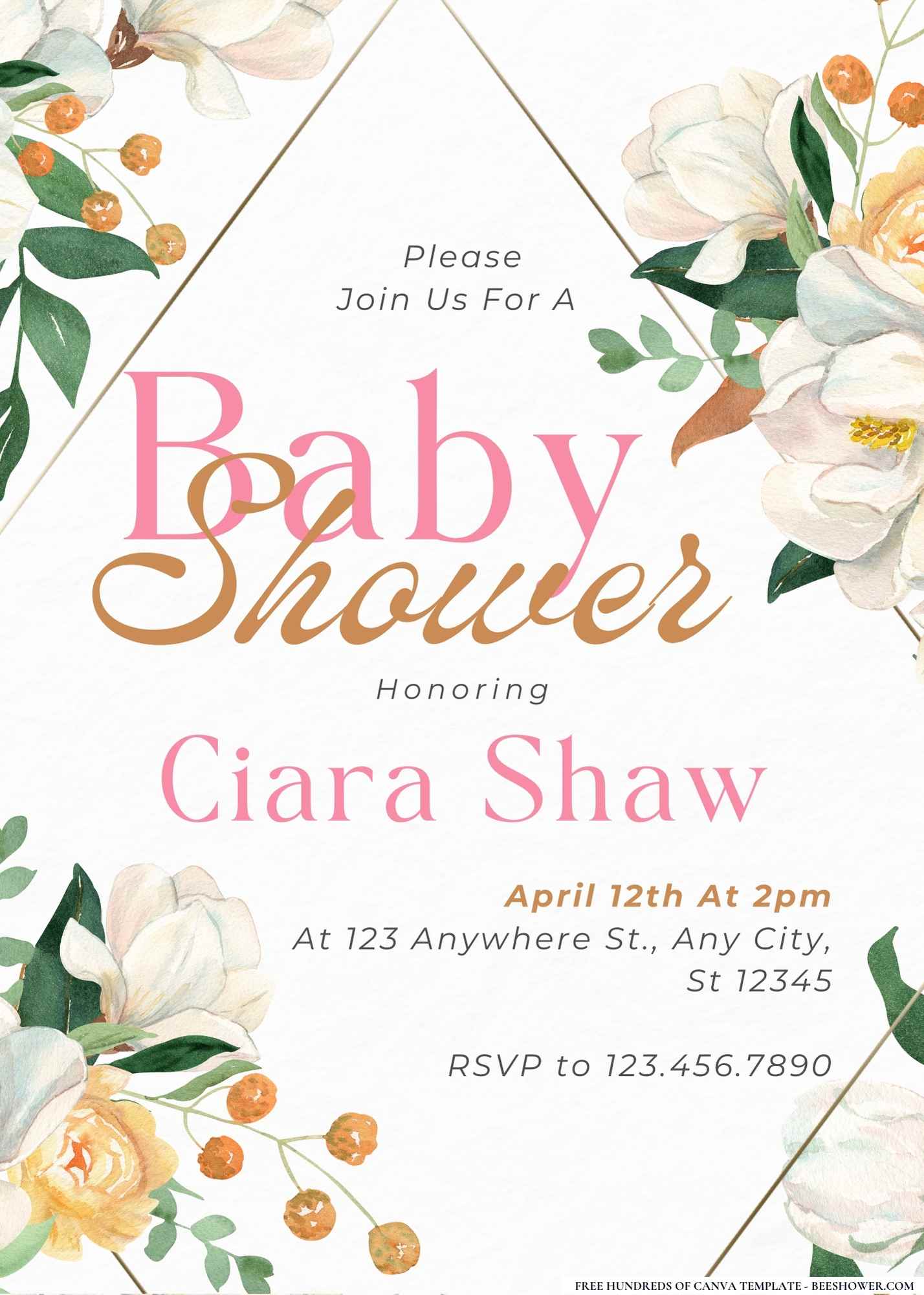 Precious Peony Baby Shower Invitation