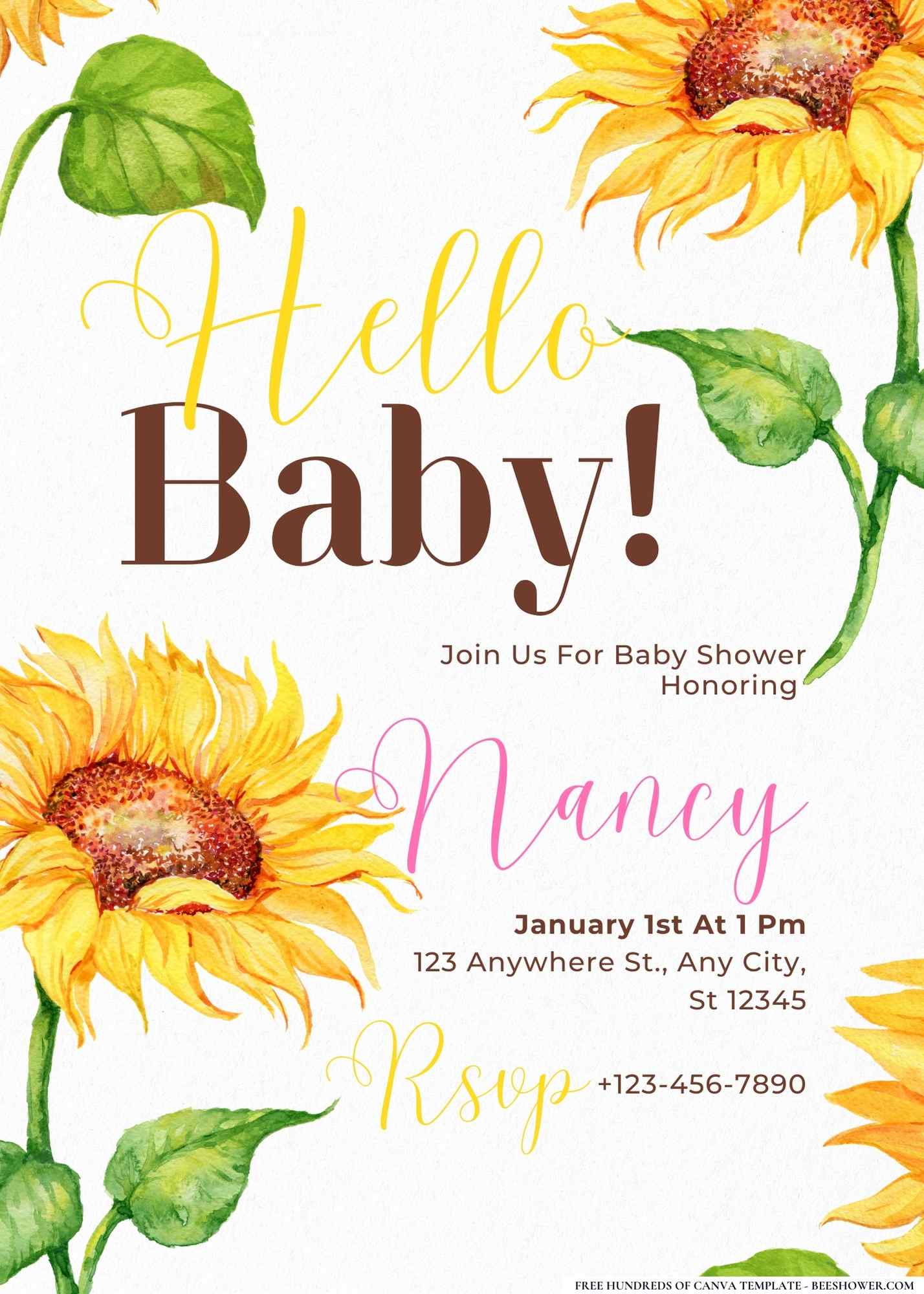 Sunflower Serenity Soiree Baby Shower Invitation