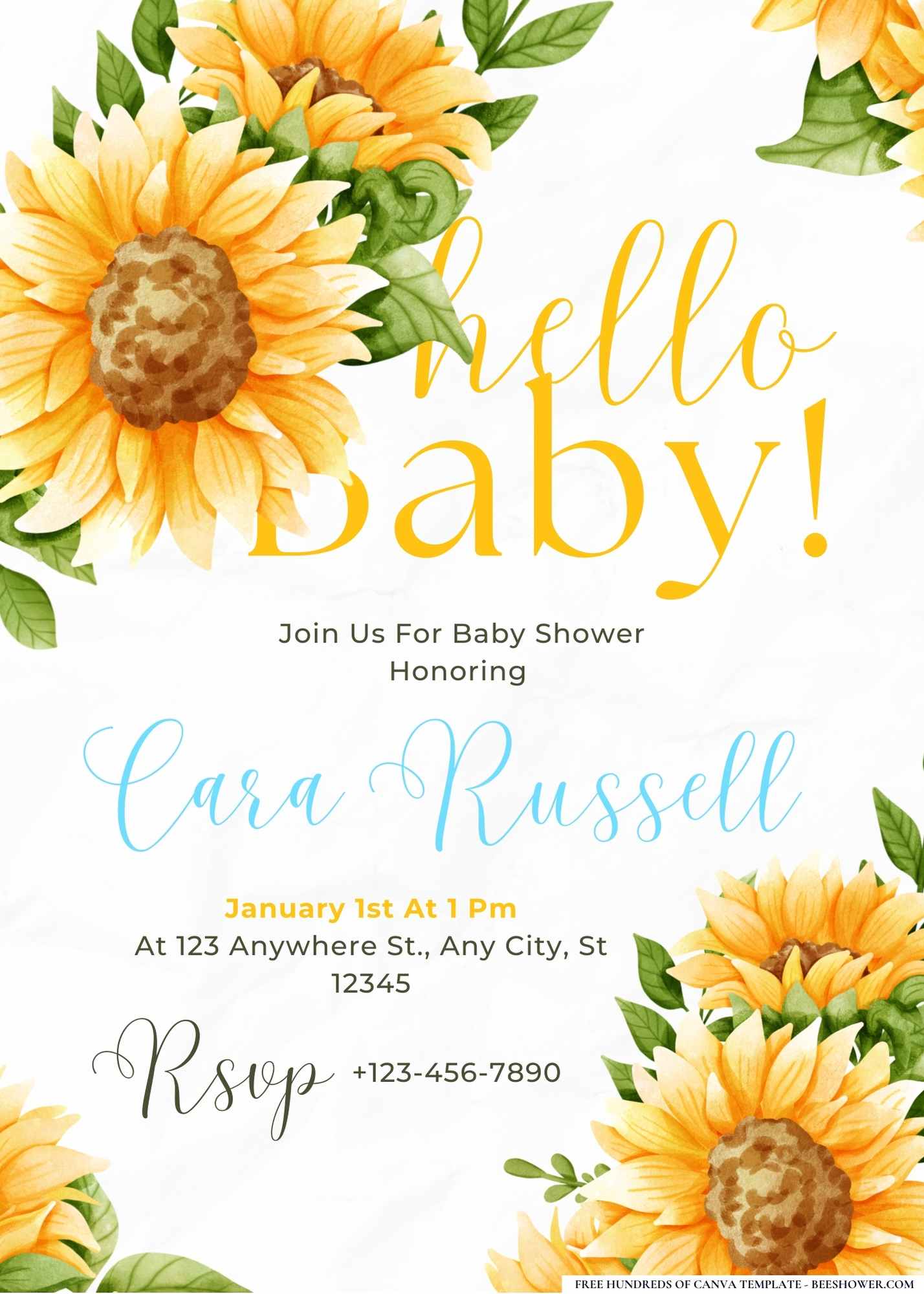 Sunflower Sunshine Soiree Baby Shower Invitation
