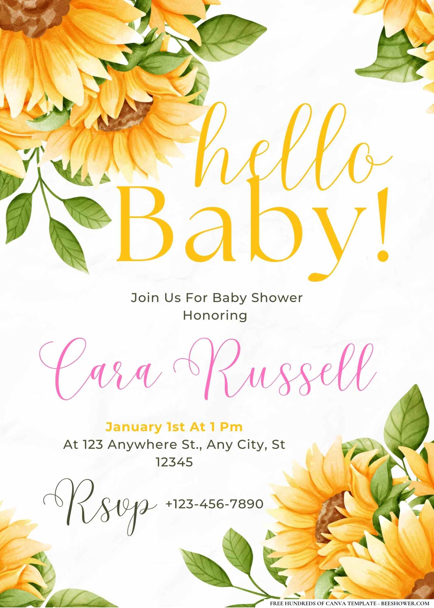 Sunflower Sunshine Soiree Baby Shower Invitation