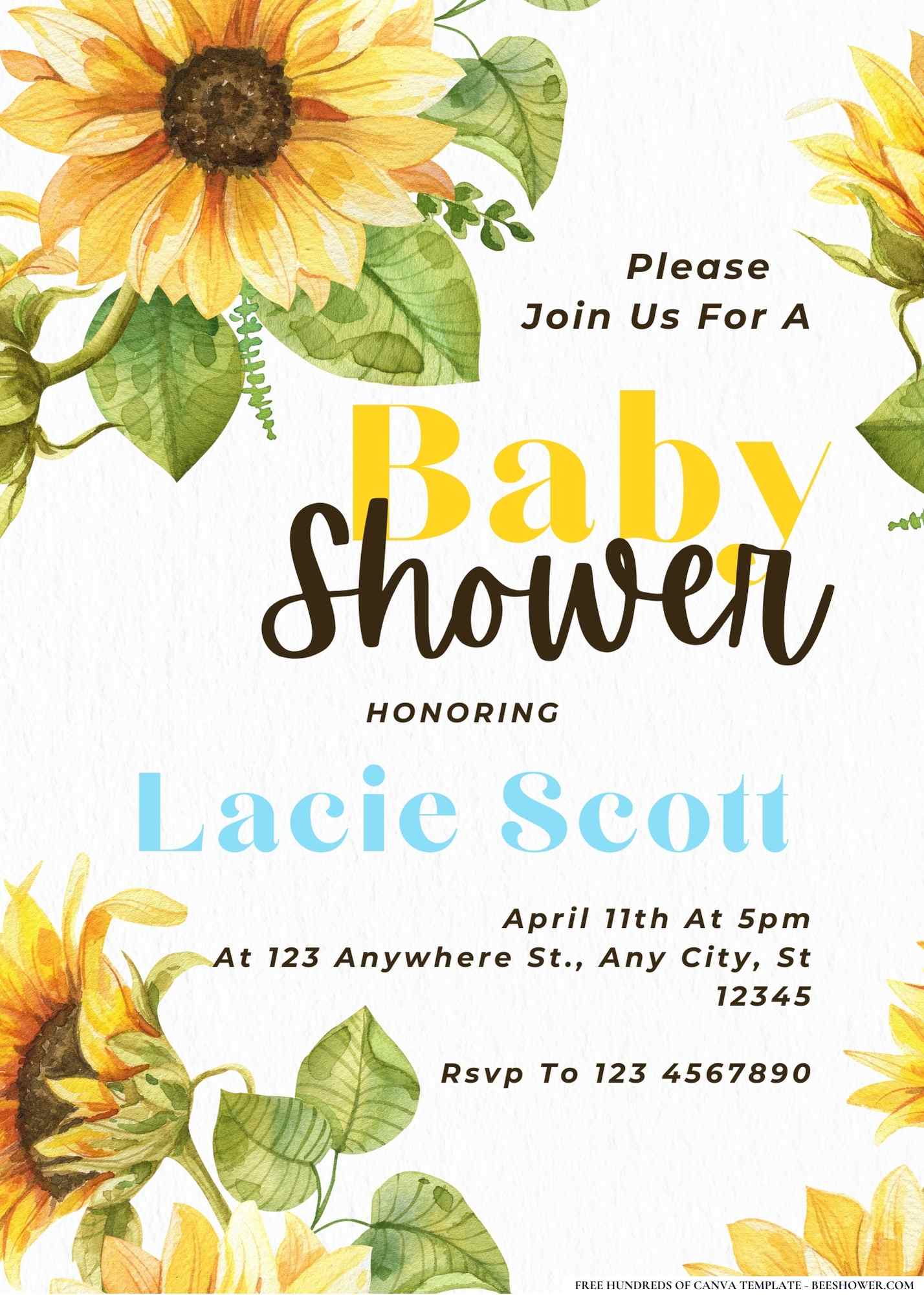 Sunflower Surprise Baby Shower Invitation