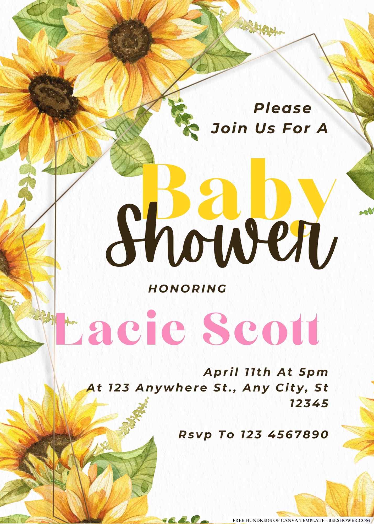 Sunflower Surprise Baby Shower Invitation