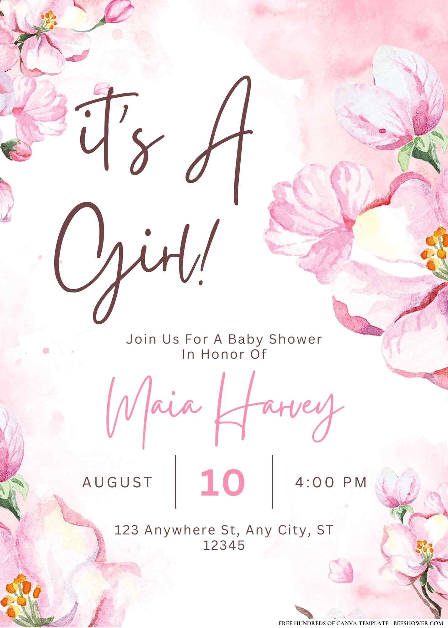 Sweet Blossom Arrival Baby Shower Invitation