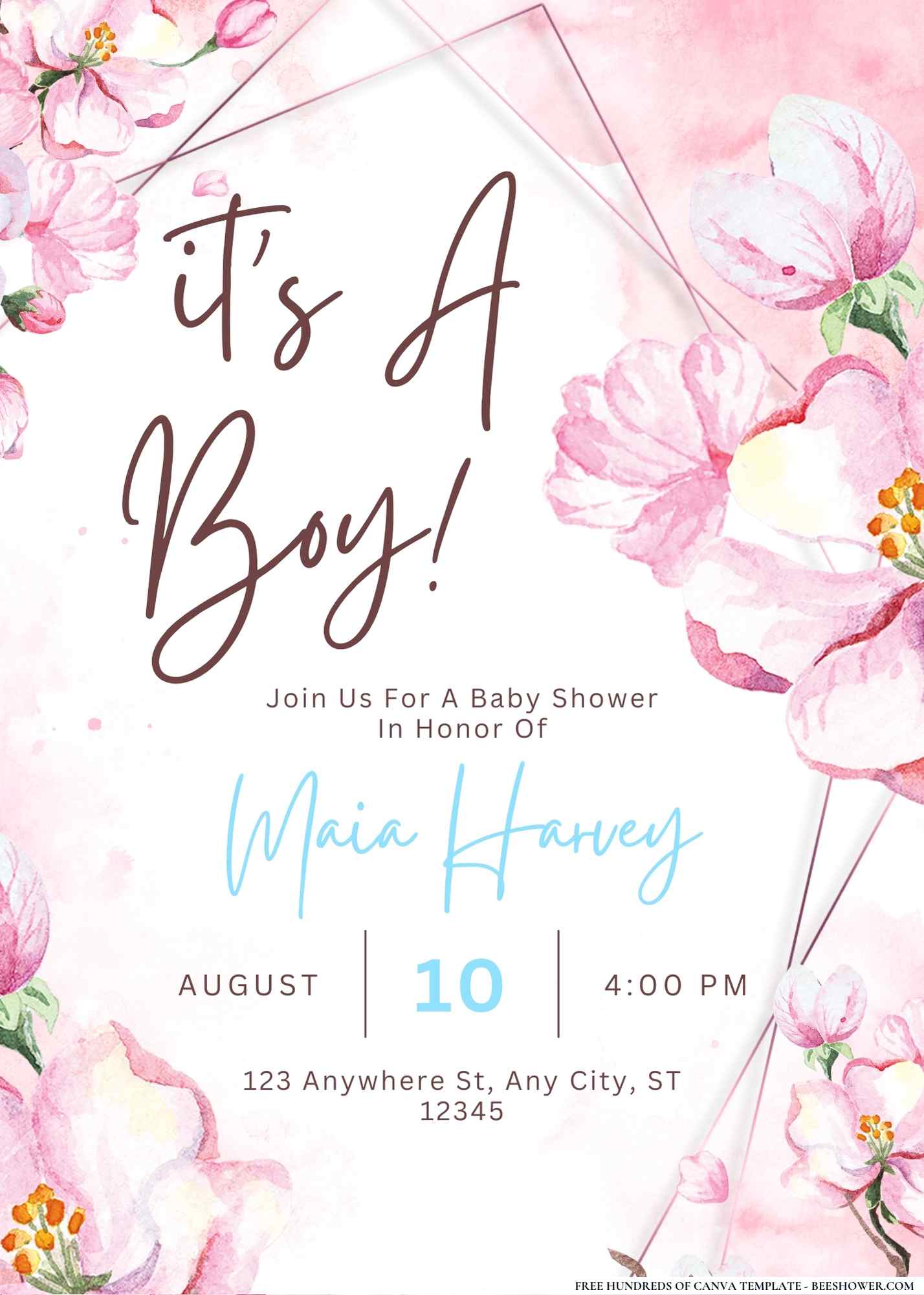 Sweet Blossom Arrival Baby Shower Invitation