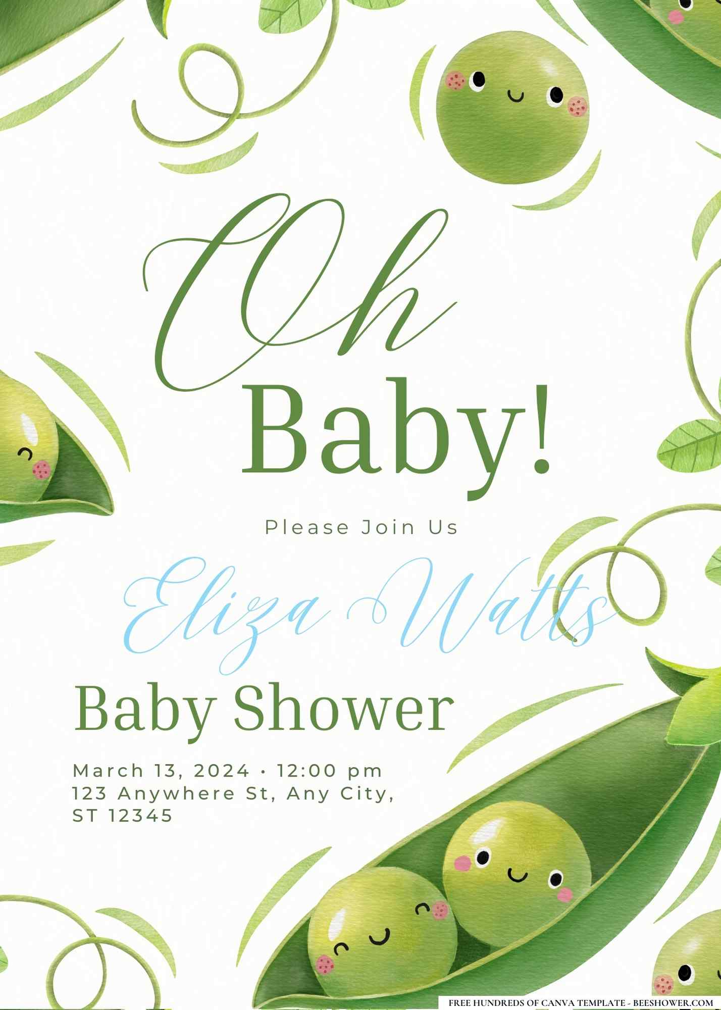Sweet Pea and Sunshine Baby Shower Invitation