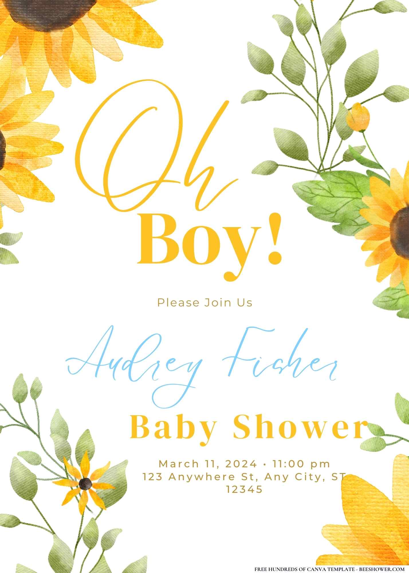 Sweet Sunflower Spectacle Baby Shower Invitation