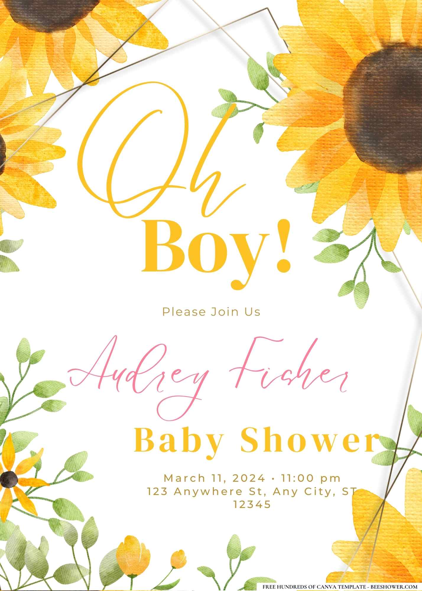 Sweet Sunflower Spectacle Baby Shower Invitation