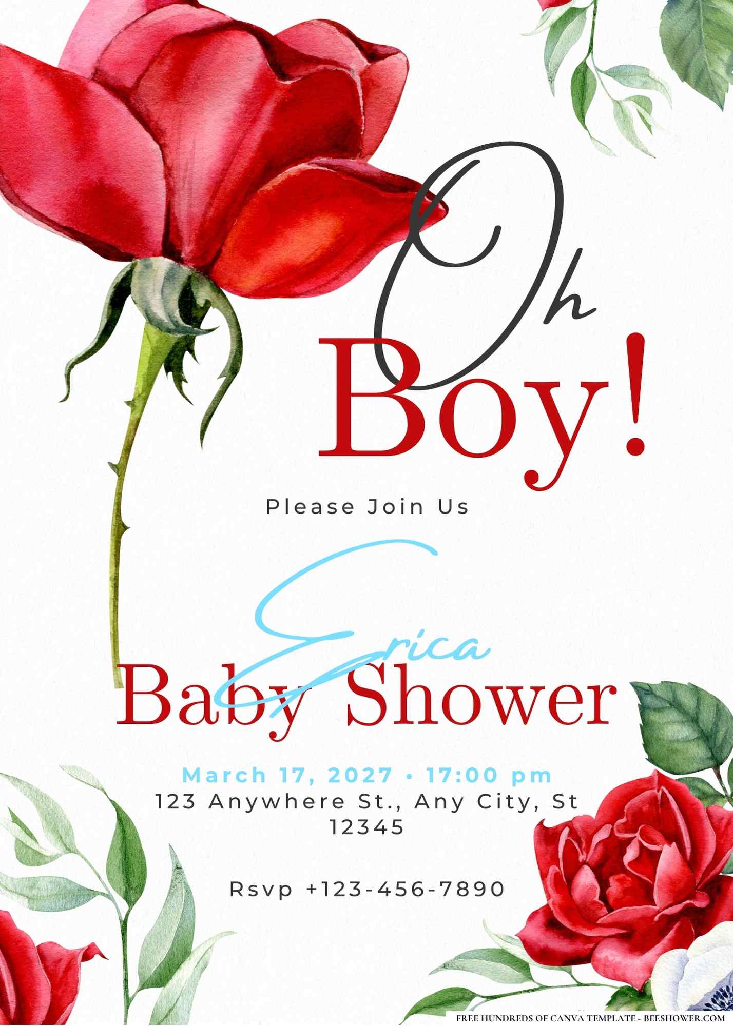 Sweet as a Rose Baby Shower Invitation