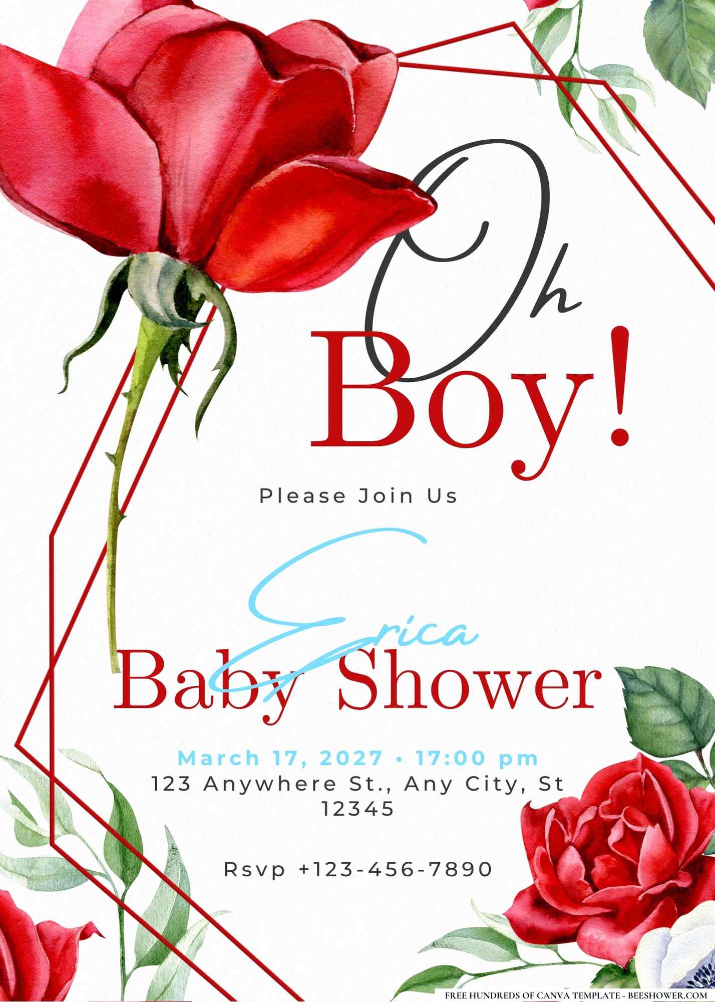 Sweet as a Rose Baby Shower Invitation