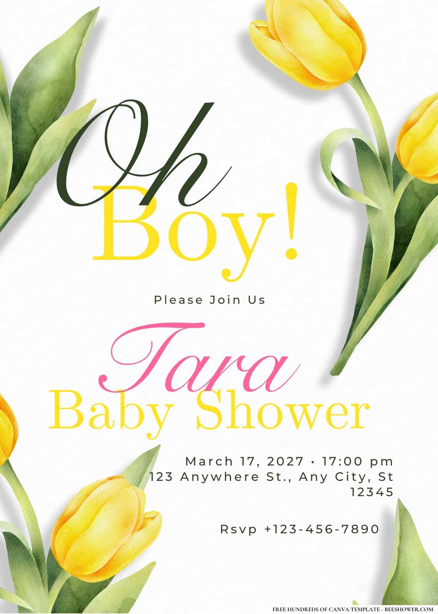 Tulip Time Baby Bash Baby Shower Invitation