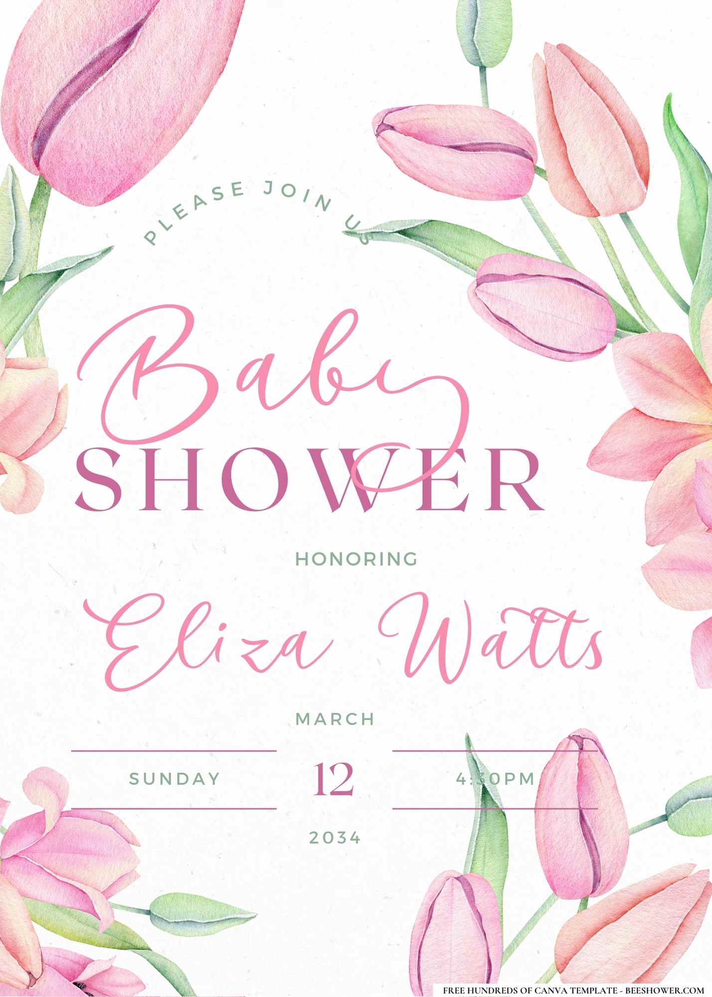 Tulips and Tiny Tots Baby Shower Invitation 
