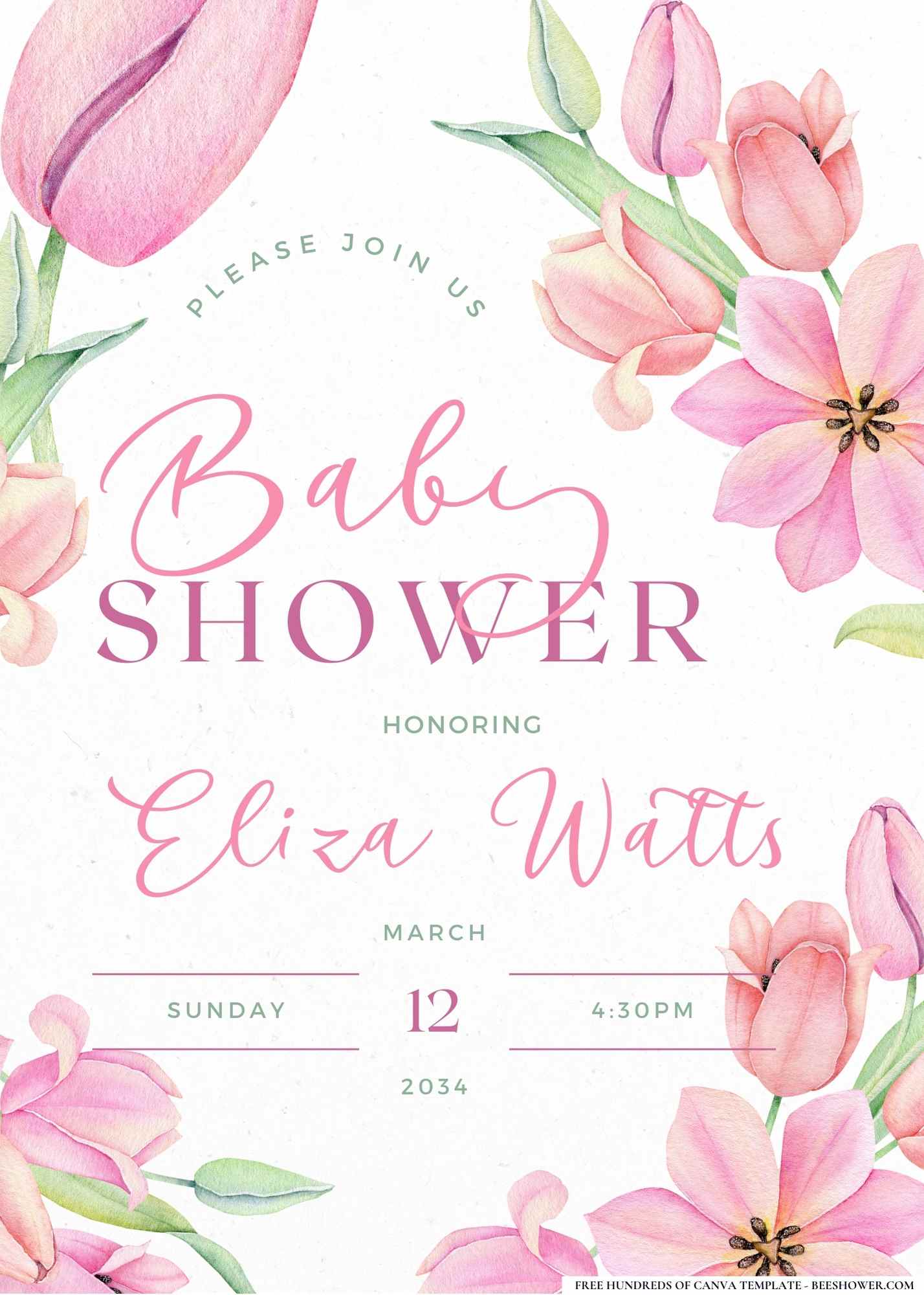 Tulips and Tiny Tots Baby Shower Invitation 