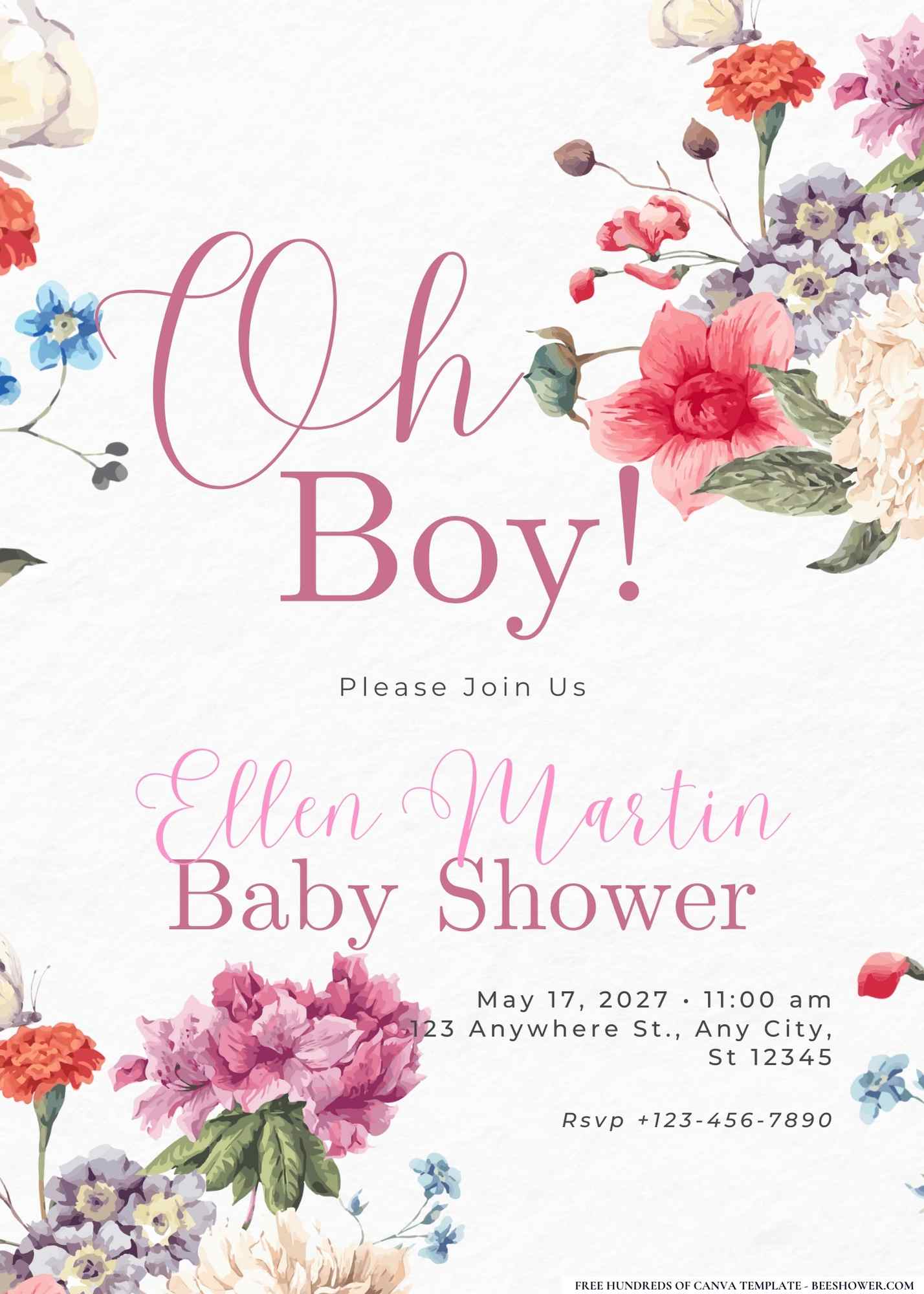 Whimsical Wildflower Baby Shower Invitation