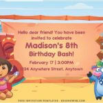 (Free Editable PDF) Dora The Explorer Hawaiian Adventure Baby Shower Invitation c