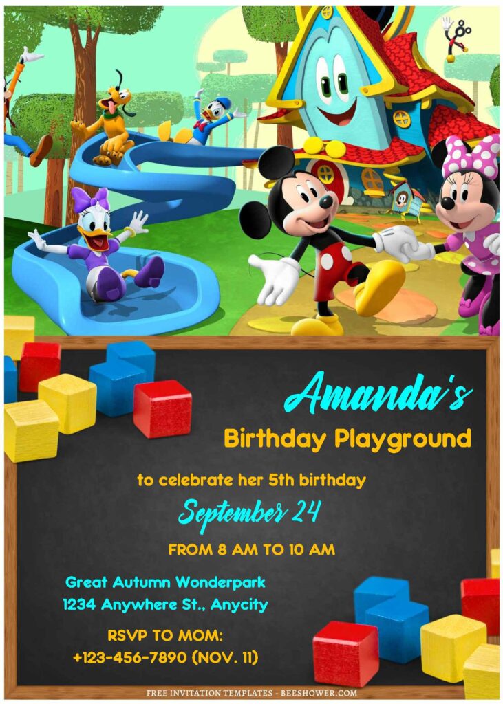 (Free Editable PDF) Fun Mickey Mouse Clubhouse Baby Shower Invitation Templates D