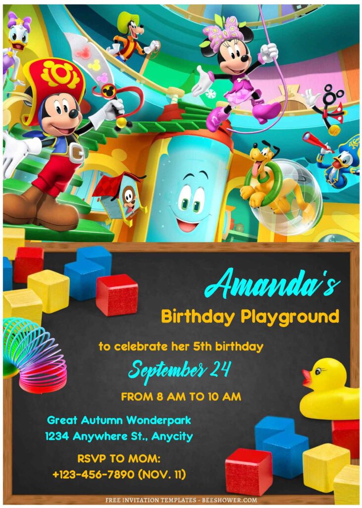 (Free Editable PDF) Fun Mickey Mouse Clubhouse Baby Shower Invitation Templates E