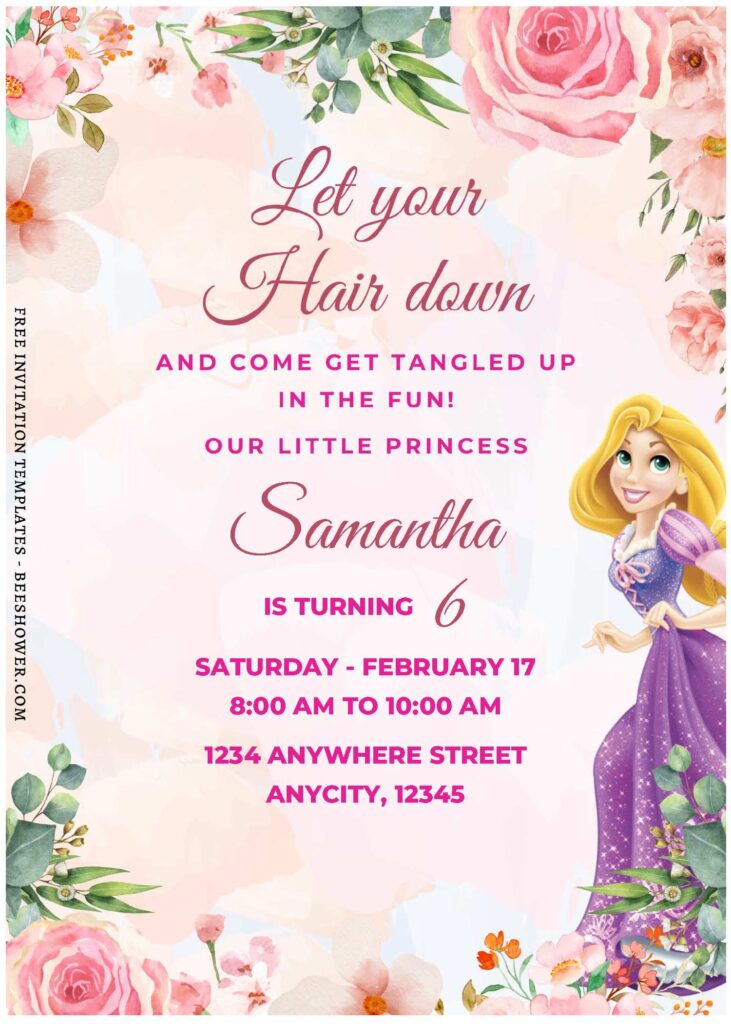 (Free Editable PDF) Rapunzel Garden Delight Baby Shower Invitation Templates E