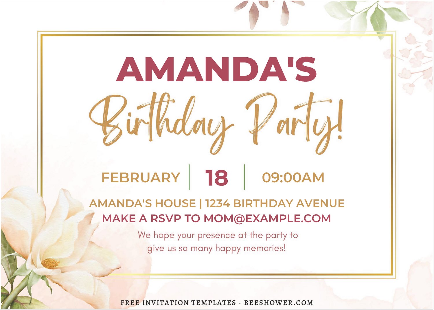 (Free Editable PDF) Rose In Blooms Baby Shower Invitation Templates A