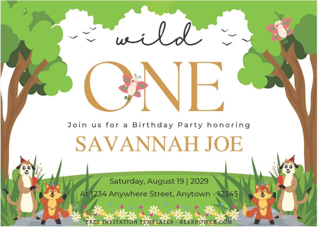 (Free Editable PDF) Greenery Jungle Themed Birthday Invitation Templates J