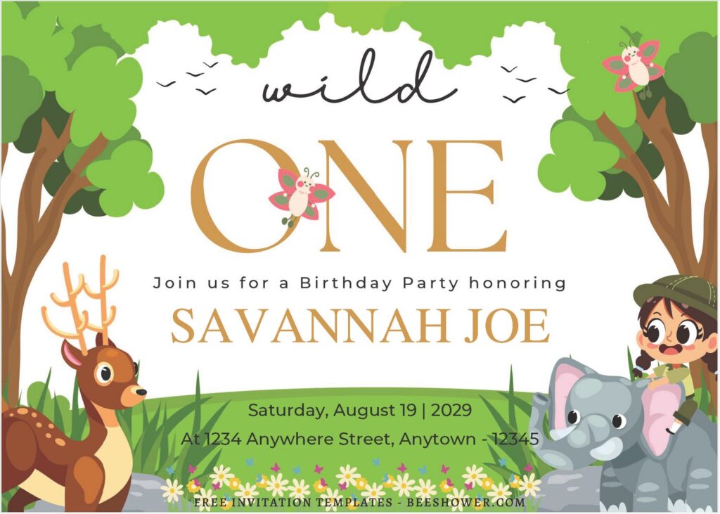 (Free Editable PDF) Greenery Jungle Themed Birthday Invitation Templates A