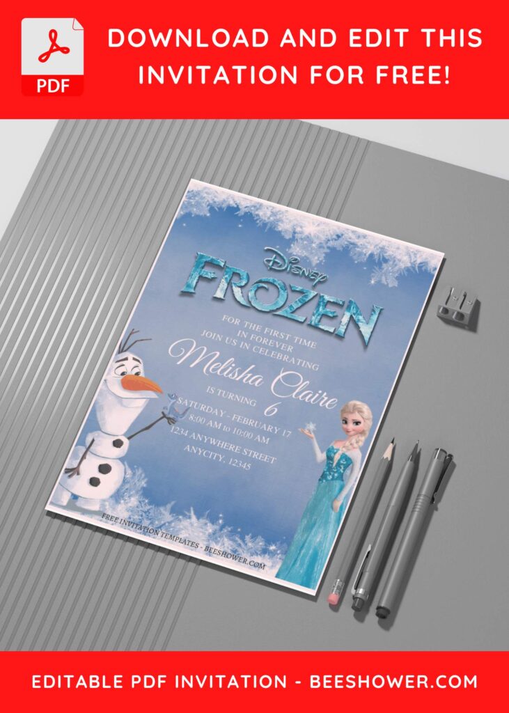 (Free Editable PDF) Elsa And Anna Frozen Baby Shower Invitation Templates G
