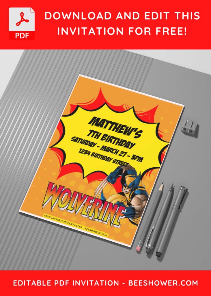 (Free Editable PDF) Marvelous Wolverine Baby Shower Invitation Templates C