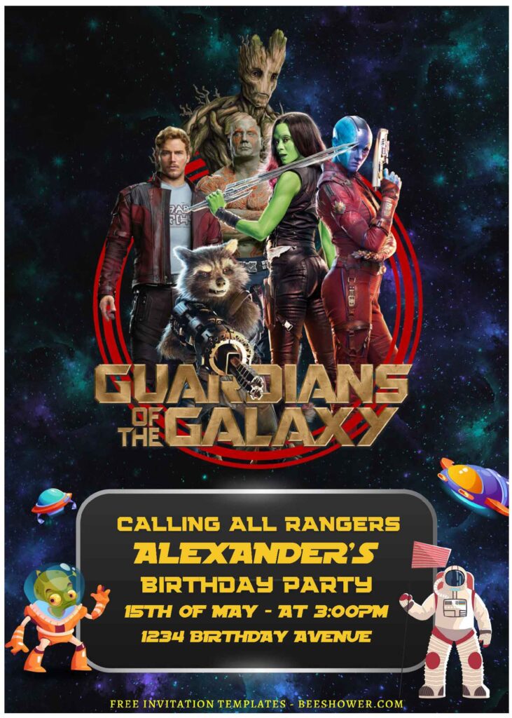 (Free Editable PDF) Marvel Guardian Of The Galaxy Baby Shower Invitation Templates B