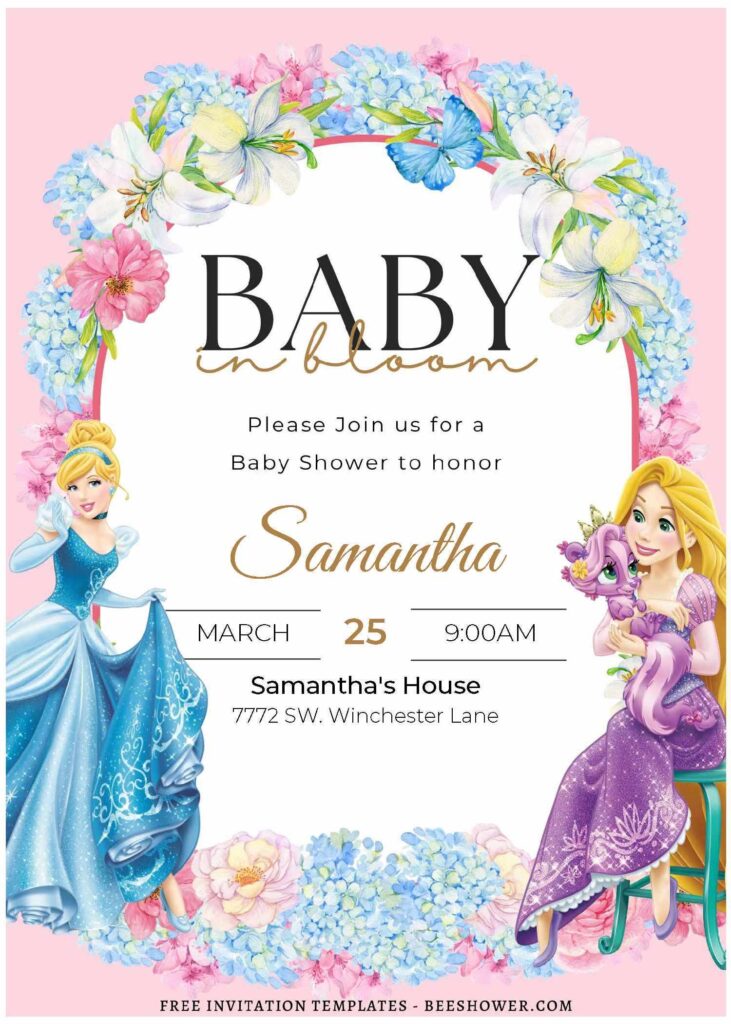 (Free Editable PDF) Disney Princess Soiree Birthday Invitation Templates A