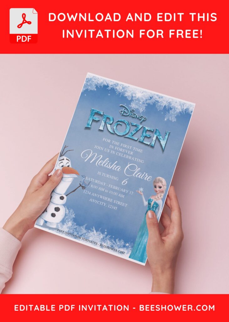 (Free Editable PDF) Elsa And Anna Frozen Baby Shower Invitation Templates H