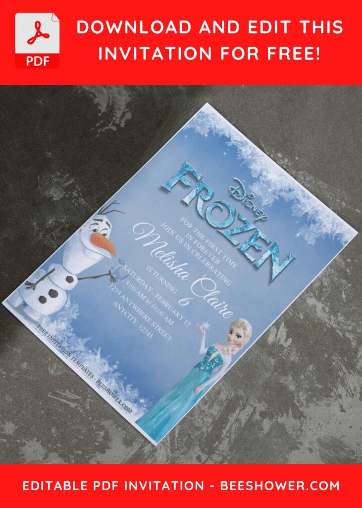 (Free Editable PDF) Elsa And Anna Frozen Baby Shower Invitation Templates I