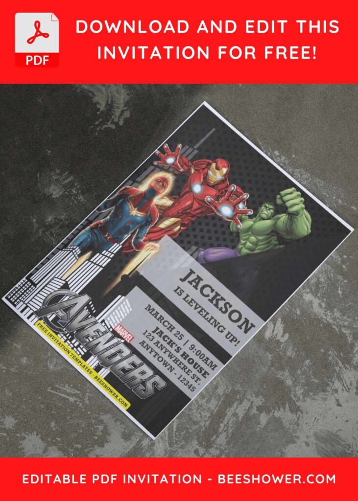 (Free Editable PDF) Avengers Endgame Baby Shower Invitation Templates E