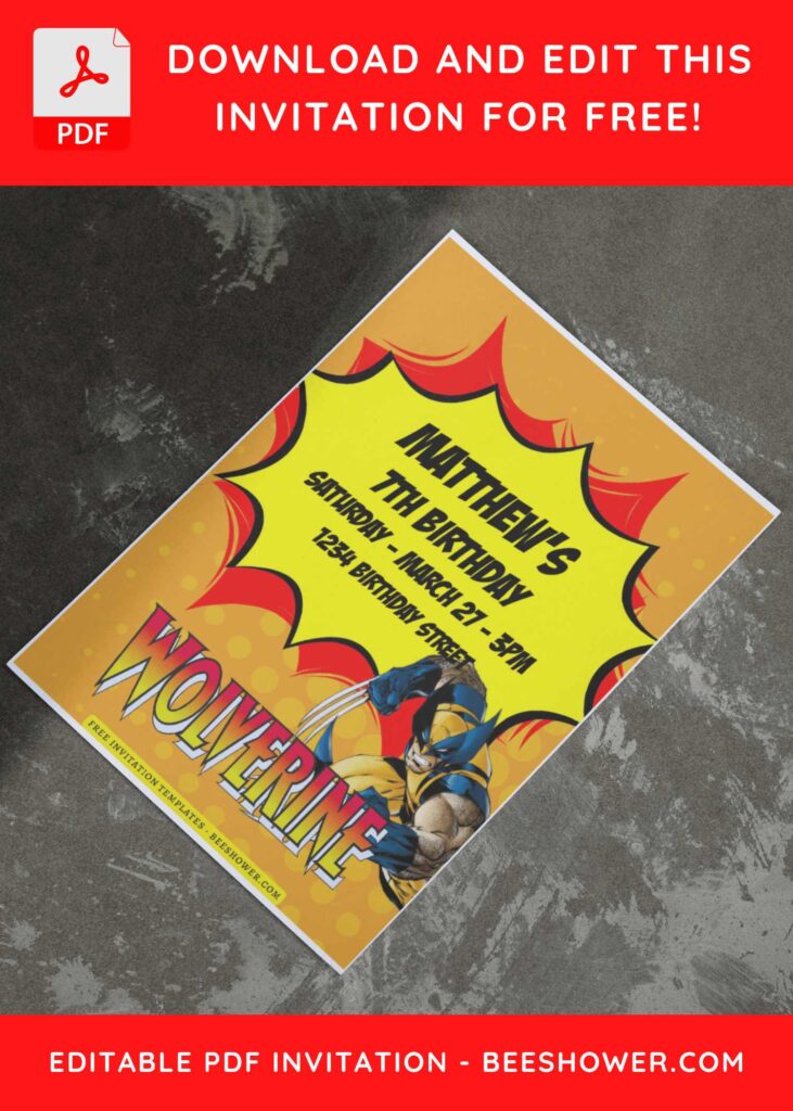 (Free Editable PDF) Marvelous Wolverine Baby Shower Invitation Templates E