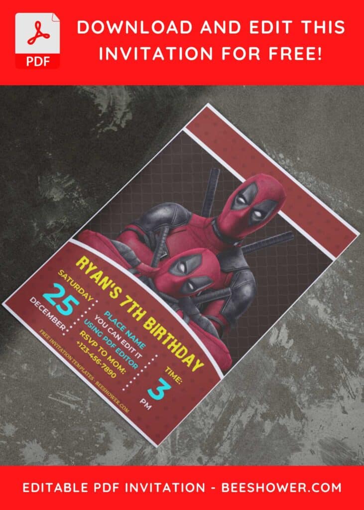 (Free Editable PDF) Deadpool Baby Shower Invitation Templates I