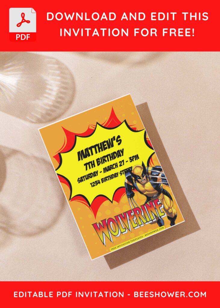 (Free Editable PDF) Marvelous Wolverine Baby Shower Invitation Templates F