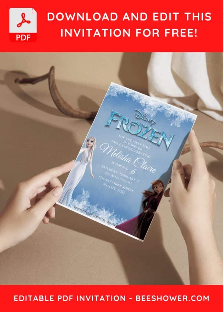 (Free Editable PDF) Elsa And Anna Frozen Baby Shower Invitation Templates A