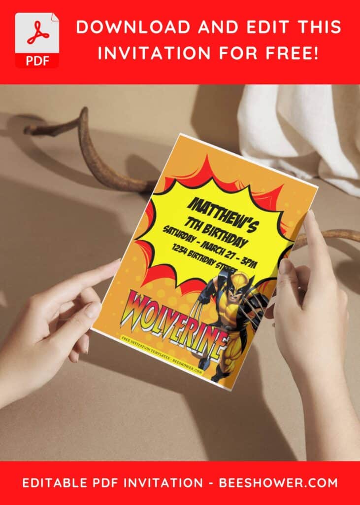(Free Editable PDF) Marvelous Wolverine Baby Shower Invitation Templates G